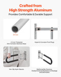 Toilet Safety Rail 60.5cm U-Shaped Grab Bar Foldable 136kg Capacity