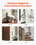 Toilet Safety Rail 60.5cm U-Shaped Grab Bar Foldable 136kg Capacity