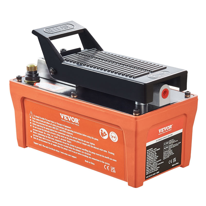 Air Hydraulic Pump 10000 PSI 1/2 Gal Foot Actuated Orange