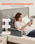 Reading Pillow, Backrest Support Pillow with Arm and 3 Pockets, Large Size Bed Pillow with Removable Headrest & 25D Sponge, Handle for Easy Carrying, for Reading, Gaming, Resting, Working, Grey