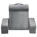 Reading Pillow, Backrest Support Pillow with Arm and 3 Pockets, Large Size Bed Pillow with Removable Headrest & 25D Sponge, Handle for Easy Carrying, for Reading, Gaming, Resting, Working, Grey