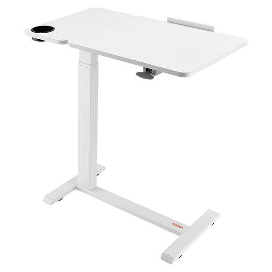 Overbed Table Mobile Laptop Desk Adjustable Height White 4 Wheels