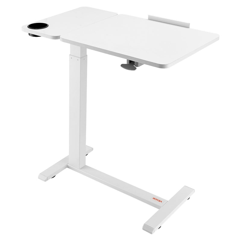 Overbed Table Mobile Laptop Desk Adjustable Height White 4 Wheels