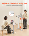 Overbed Table Mobile Laptop Desk Adjustable Height White 4 Wheels