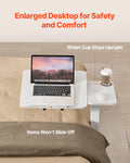 Overbed Table Mobile Laptop Desk Adjustable Height White 4 Wheels