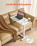 Overbed Table Mobile Laptop Desk Adjustable Height White 4 Wheels