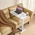 Overbed Table Mobile Laptop Desk Adjustable Height White 4 Wheels