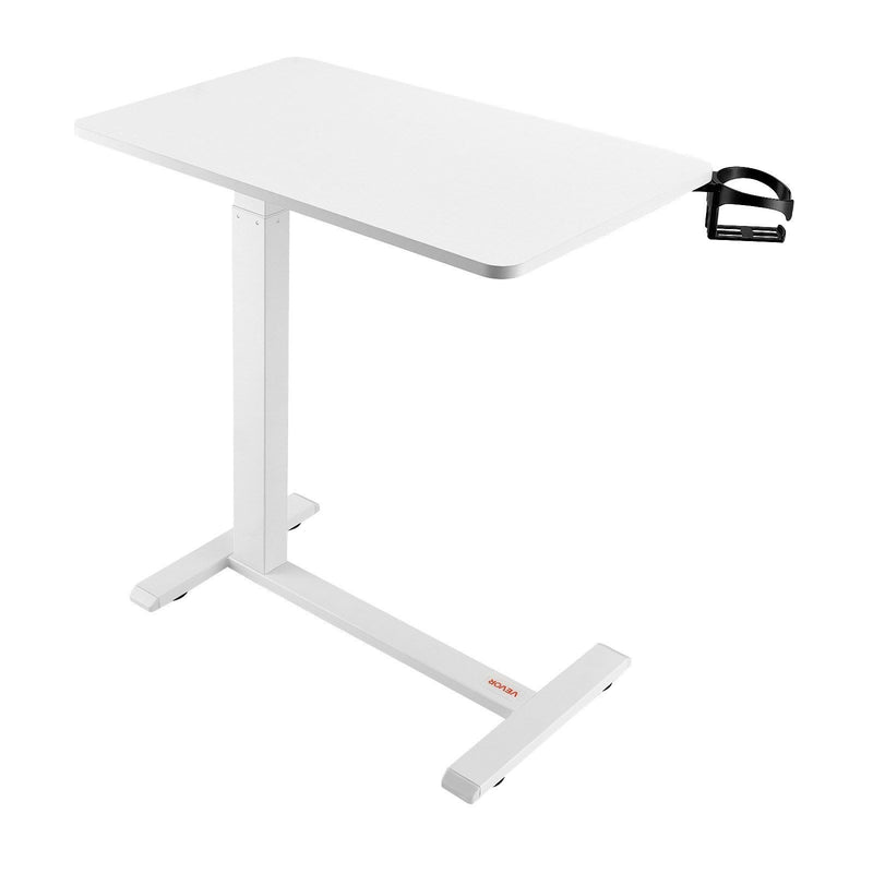 Overbed Table Mobile Height Adjustable Rolling Laptop Desk White