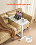 Overbed Table Mobile Height Adjustable Rolling Laptop Desk White