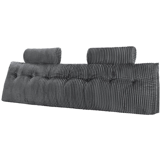 Wedge Headboard Pillow KING Grey Washable 2 Pockets Headrests