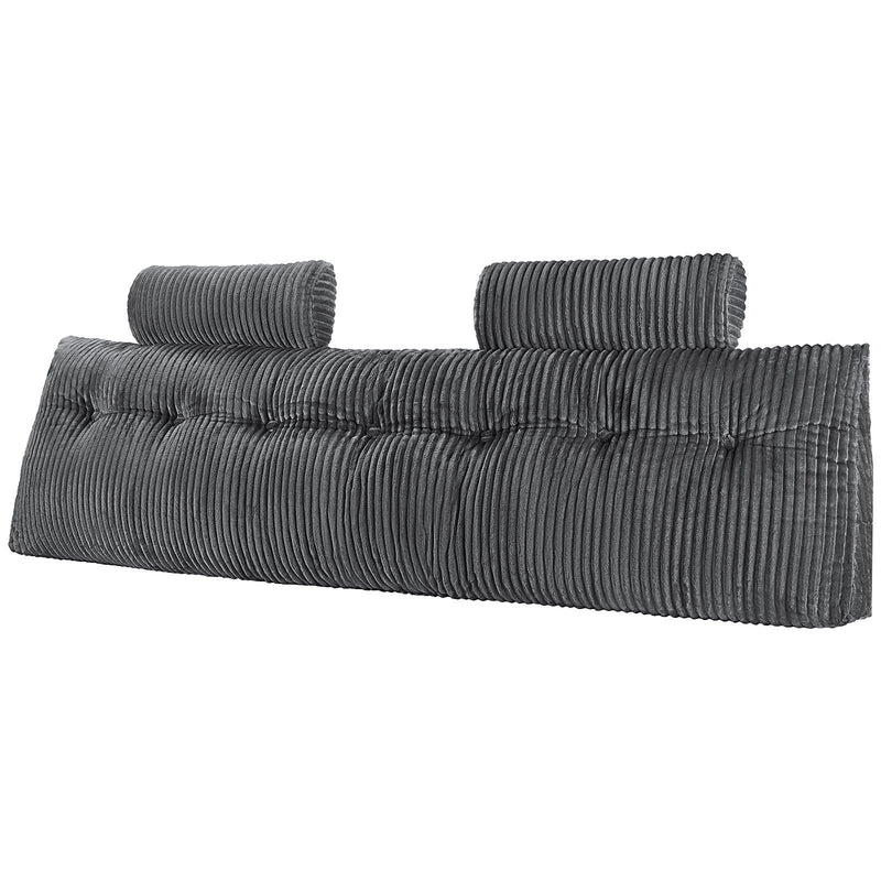 Wedge Headboard Pillow KING Grey Washable 2 Pockets Headrests