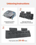 Wedge Headboard Pillow KING Grey Washable 2 Pockets Headrests