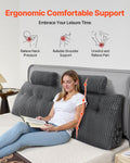Wedge Headboard Pillow KING Grey Washable 2 Pockets Headrests