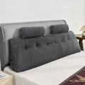 Wedge Headboard Pillow KING Grey Washable 2 Pockets Headrests