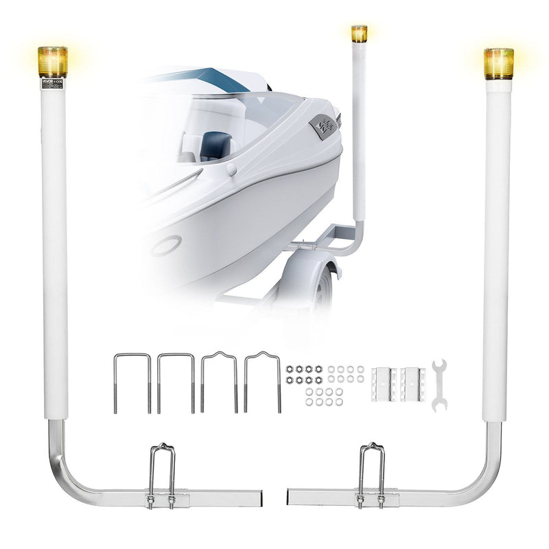 Boat Trailer Guide 1175mm LED Light 2PCS Steel Guide-Ons PVC