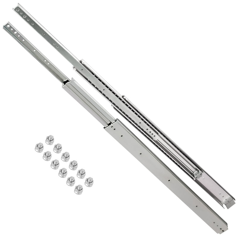 Drawer Slides, 1 Pair 42 Inch Heavy Duty Drawer Slides, Ball Bearing Side Mount Drawer Hardware Slides, 500 LBS Load Capacity 3-Section Full Extension Drawer Slides for Smooth Slide, Less Noise