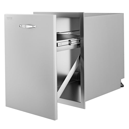 Pull Out Trash Drawer 50x58x57.4cm Stainless Steel BBQ Kitchen