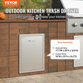 Pull Out Trash Drawer 50x58x57.4cm Stainless Steel BBQ Kitchen
