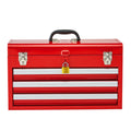 Tool Box 520 mm Portable Metal Tool Box 3 Drawers Tool Organizer Red