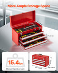 Portable Metal Tool Box 520mm 3 Drawers Red Tool Organiser