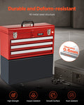 Portable Metal Tool Box 520mm 3 Drawers Red Tool Organiser