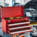 Portable Metal Tool Box 520mm 3 Drawers Red Tool Organiser