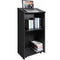 Podium Stand 47in Black Wood Rolling Lectern Storage Shelves