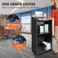 Podium Stand 47in Black Wood Rolling Lectern Storage Shelves