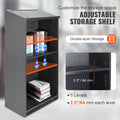Podium Stand 47in Black Wood Rolling Lectern Storage Shelves