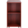 Podium Stand, 47 in Hostess Stand with 4 Rolling Wheels, Wood Podium with Storage Shelves, and Slant Desktop, Lecterns & Podiums for Church, Office, School, Home, Brown