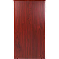 Podium Stand, 47 in Hostess Stand with 4 Rolling Wheels, Wood Podium with Storage Shelves, and Slant Desktop, Lecterns & Podiums for Church, Office, School, Home, Brown