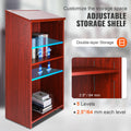 Podium Stand 47in Wood Rolling Lectern w/ Storage Shelves Brown
