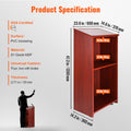 Podium Stand 47in Wood Rolling Lectern w/ Storage Shelves Brown