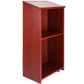 Podium Stand 47in Wood Rolling Lectern w/ Storage Shelves Brown