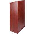 Podium Stand 47in Wood Rolling Lectern w/ Storage Shelves Brown