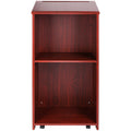 Podium Stand 47in Wood Rolling Lectern w/ Storage Shelves Brown