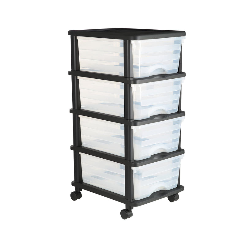 Plastic Storage Drawers Cart 4 Drawer Rolling Organizer with Wheels