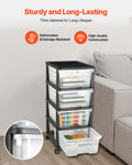 Plastic Storage Drawers Cart 4 Drawer Rolling Organizer with Wheels