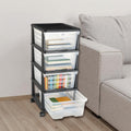 Plastic Storage Drawers Cart 4 Drawer Rolling Organizer with Wheels