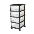 Plastic Storage Drawers Cart 4 Drawer Rolling Organizer with Wheels