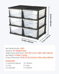 Plastic Storage Drawers 6 Drawer Organizer Clear Bins 2 Pack