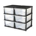 Plastic Storage Drawers 6 Drawer Organizer Clear Bins 2 Pack
