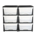 Plastic Storage Drawers 6 Drawer Organizer Clear Bins 2 Pack