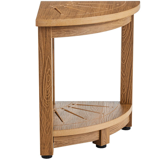 Corner Shower Bench, 16.5" Height 12.8" Radius, Faux Wood Grain Polystyrene, 158KGS with Storage Shelf, Water Resistant, Shower Stool for Inside & Outside Shower, for Bathroom, Living Room