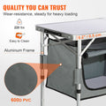 Camping Kitchen Table, Quick set-up Folding Camping Table with A Carrying Bag, 3 Adjustable Heights, MDF Camping Table, Ideal for Outdoor Picnics, BBQs, Camping, RV Traveling