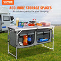 Camping Kitchen Table Folding 3 Height Adjustable MDF Carry Bag