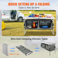 Camping Kitchen Table Folding 3 Height Adjustable MDF Carry Bag