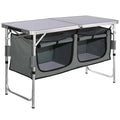 Camping Kitchen Table Folding 3 Height Adjustable MDF Carry Bag