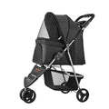 VEVOR Pet Stroller 3 Wheel Foldable 16KG Capacity Mesh Windows Brake