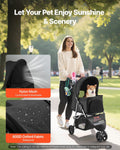 VEVOR Pet Stroller 3 Wheel Foldable 16KG Capacity Mesh Windows Brake